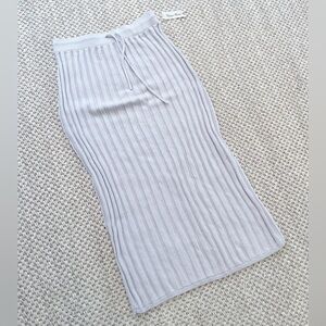Industry Ribbed Knit Midi Skirt – Light Gray – New small